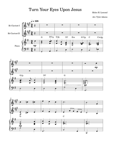 Turn Your Eyes Upon Jesus (Clarinet Duet and Piano) (arr. Tyler Adams)