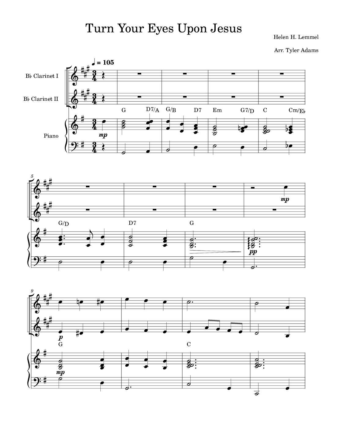 Turn Your Eyes Upon Jesus (Clarinet Duet and Piano) (arr. Tyler Adams)