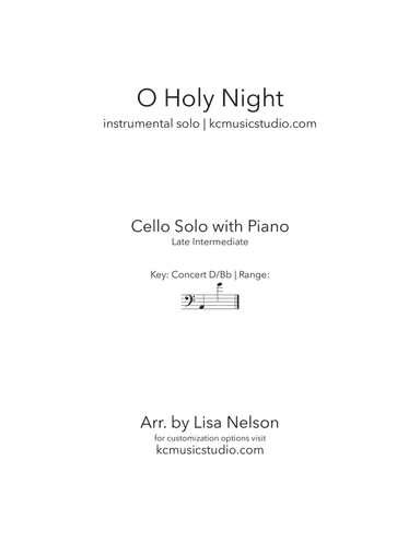 O Holy Night - Advanced Cello and Piano (arr. Lisa Nelson)