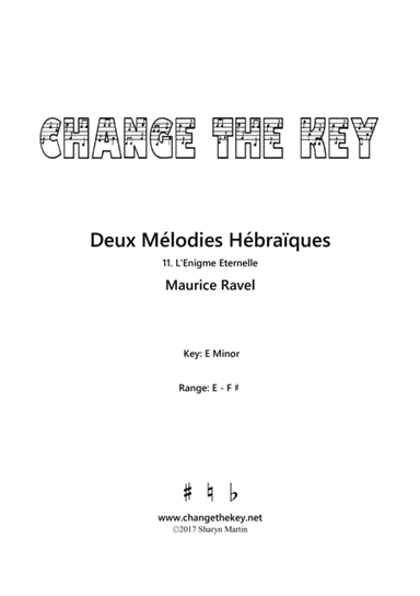 Deux Melodies Hebraiques - L'Enigme Eternelle - E Minor (arr. Change the Key)
