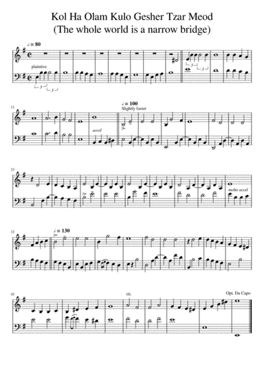Kol Ha Olam Kulo Gesher Tzar Meod Duet (arr. Be'eri Moalem)