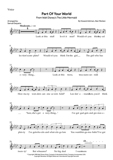 Part Of Your World (reprise) (arr. Samuel Sequeira)