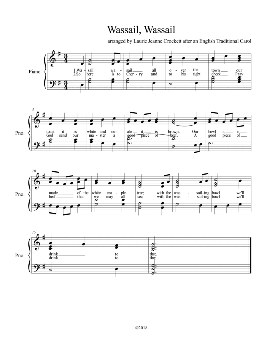 Wassail, Wassail Piano Accompaniment (arr. Laurie Jeanne Crockett)