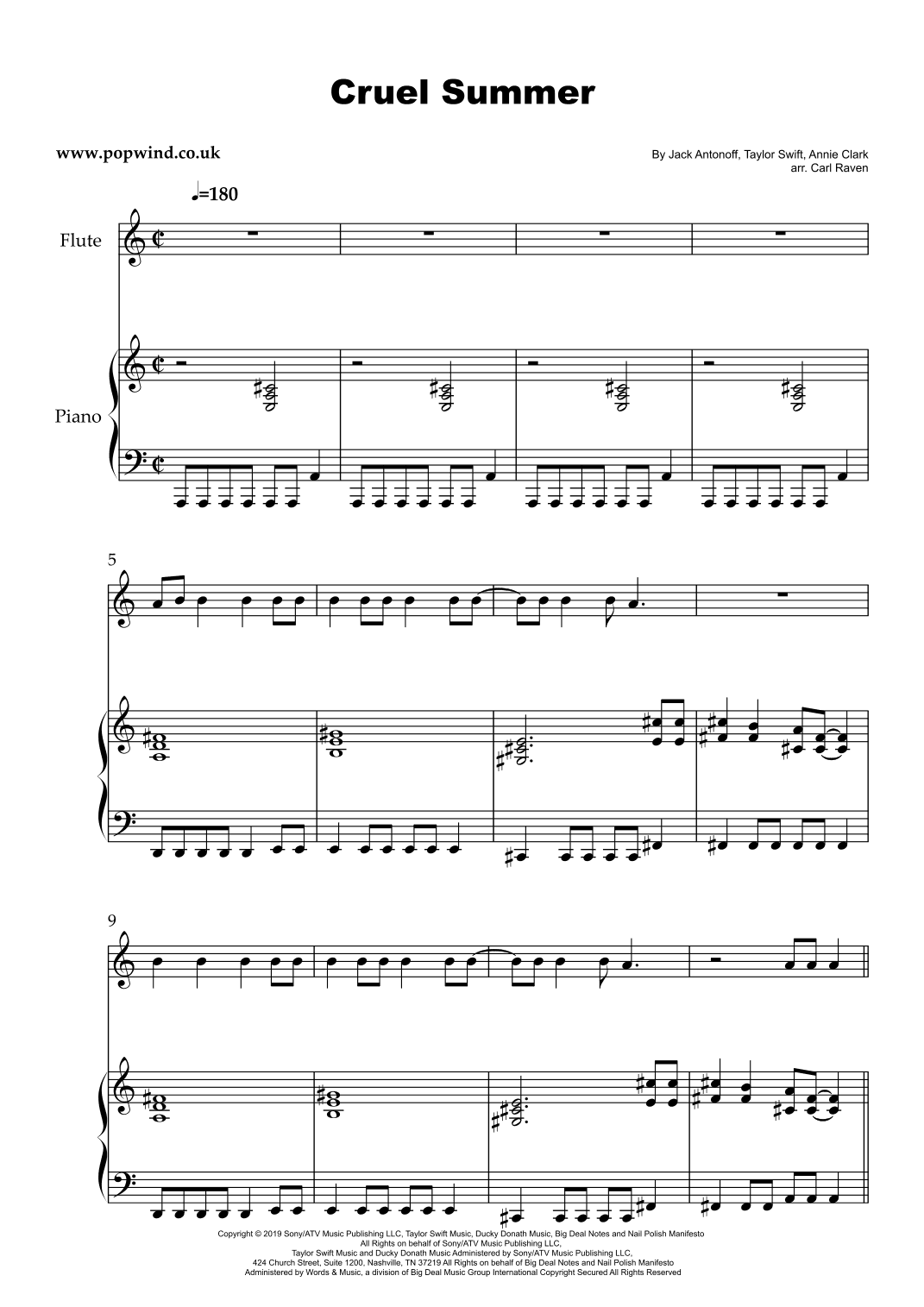 Cruel Summer (arr. Carl Raven)