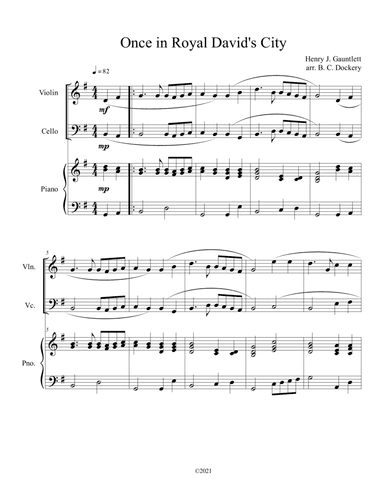 Once in Royal David's City (Violin and Cello Duet with Piano Accompaniment) (arr. B. C. Dockery)