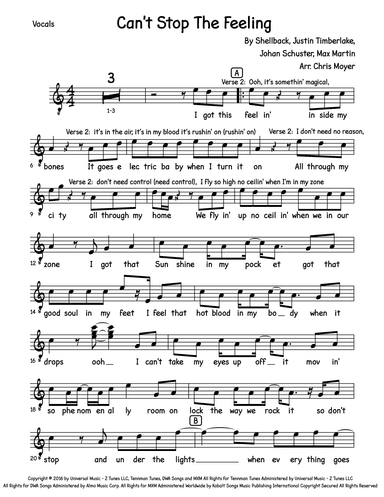 Can't Stop The Feeling! (arr. Chris Moyer)