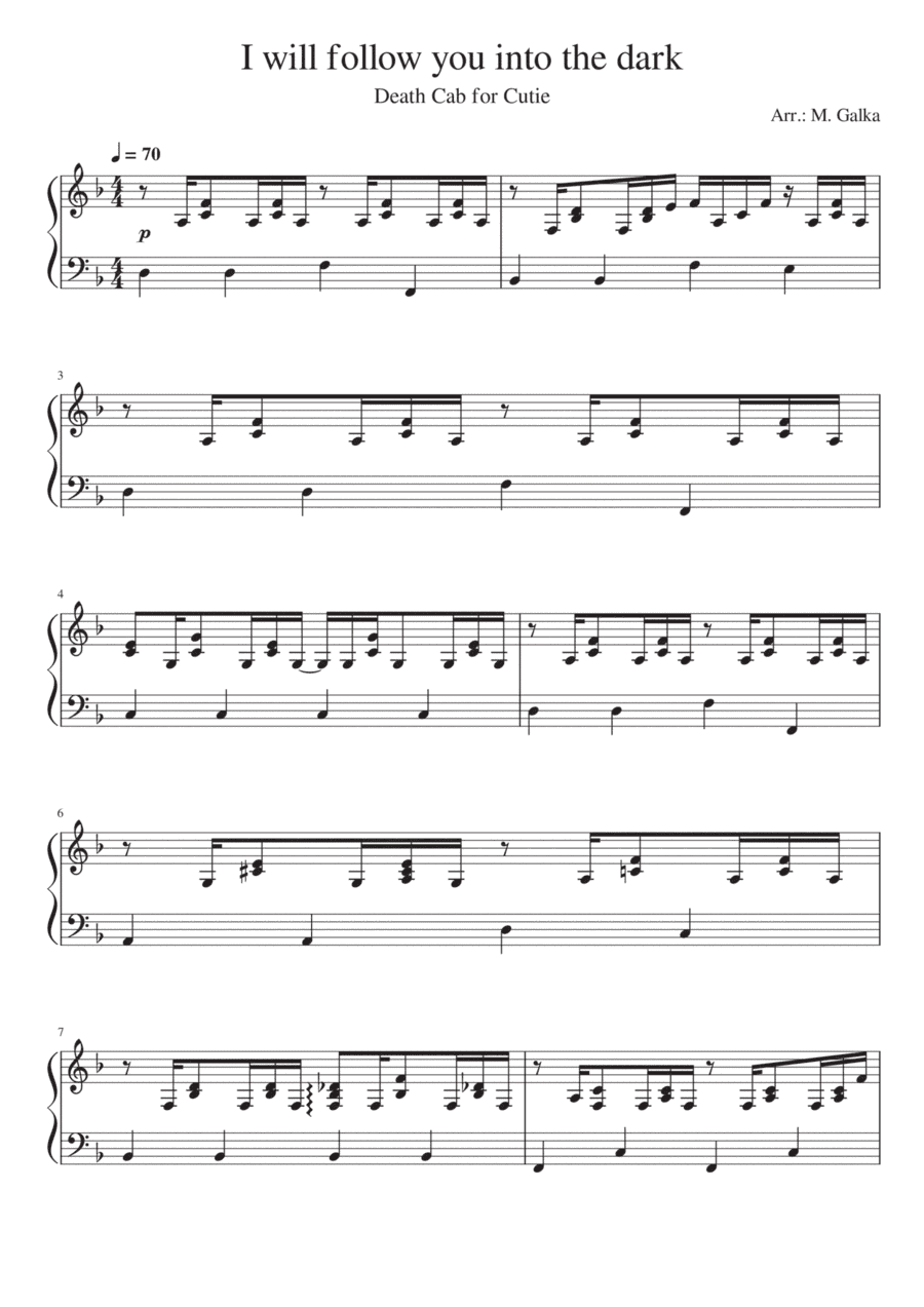 I Will Follow You Into The Dark (arr. Magdalena Galka)