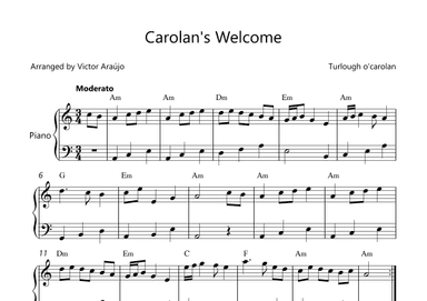 Carolan's Welcome - piano arrangement with Chord Symbols (arr. Victor Araújo)
