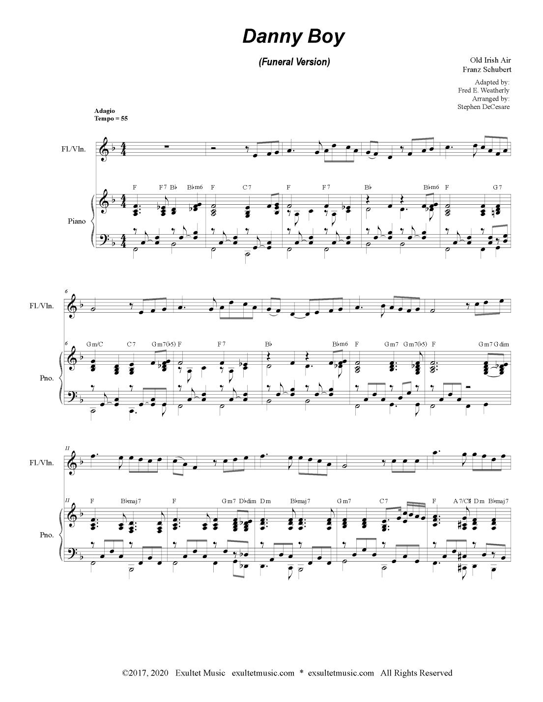 Danny Boy (Funeral Version) (Flute or Violin Solo and Piano) (arr. Stephen DeCesare)