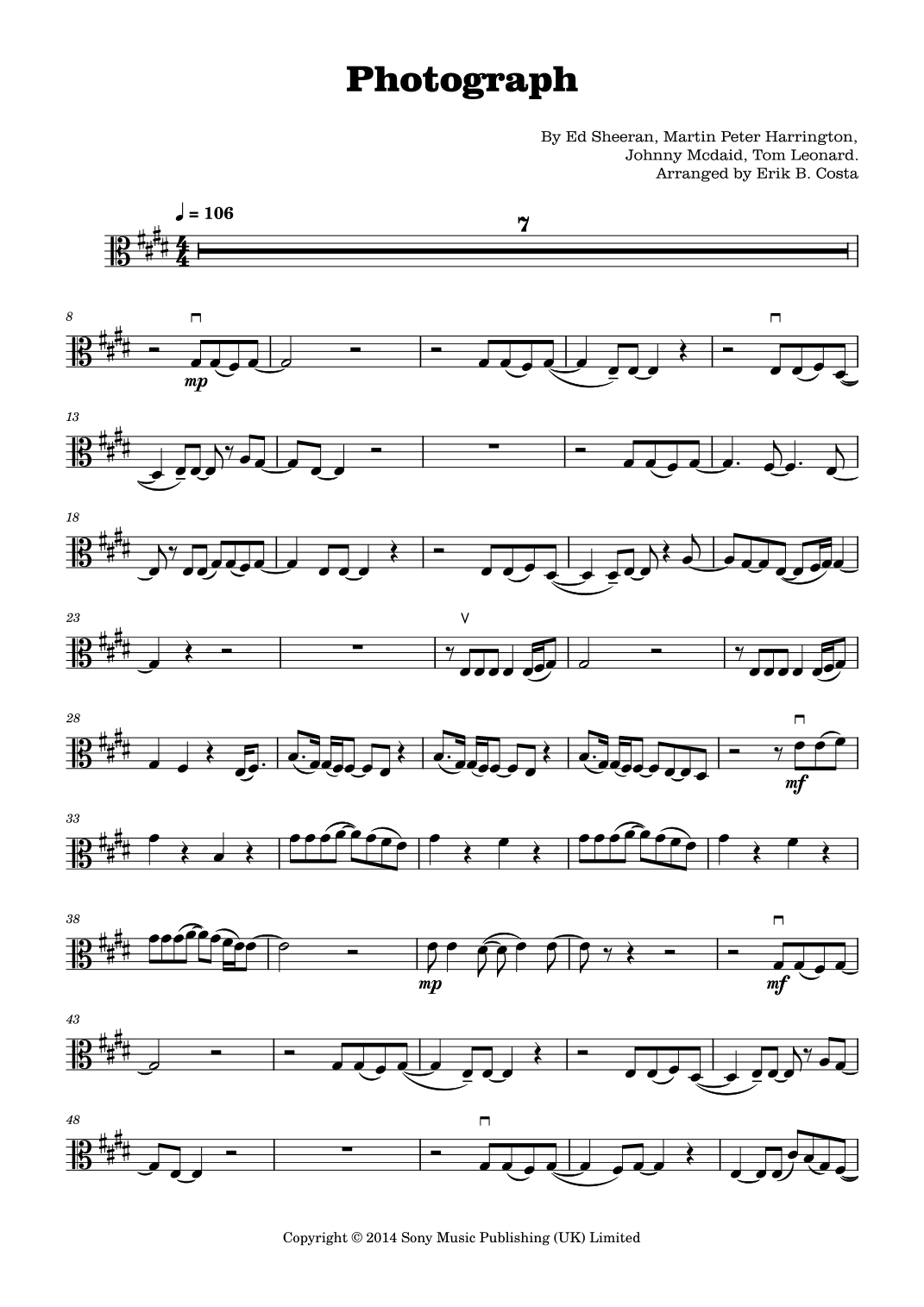 Photograph (arr. Erik B. Costa)