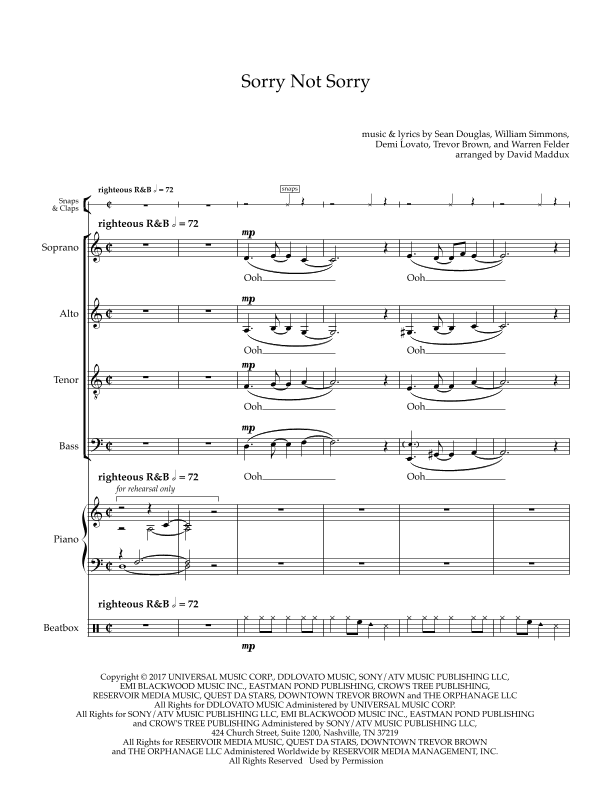 Sorry Not Sorry (arr. David Maddux)