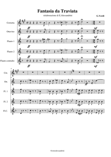 Fantasia da Traviata per 4 flauti e cornetta (arr. Ester Alessandrini)
