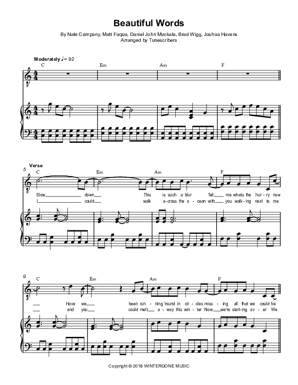 Beautiful Words (arr. Tunescribers)