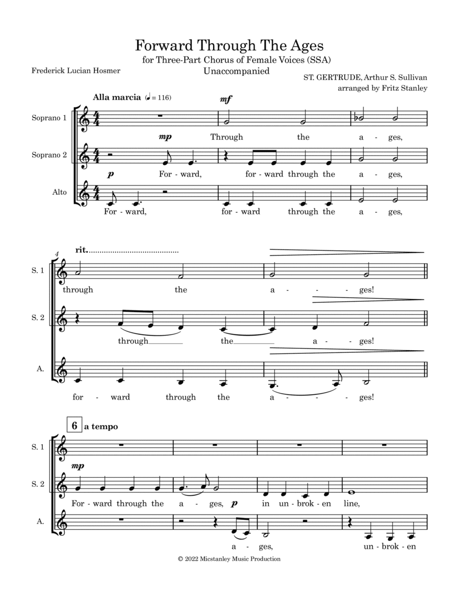 Forward Through The Ages - SSA A Cappella (arr. Fritz Stanley)