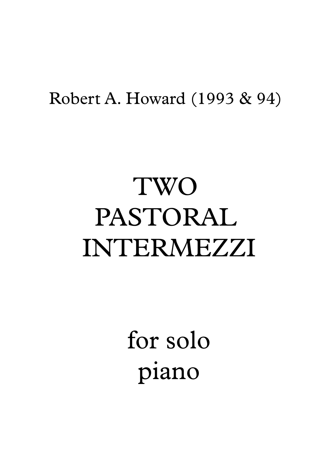 Two Pastoral Intermezzi