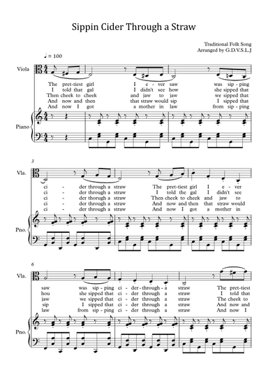 Sippin Cider Through a Straw - Viola + Piano Accompaniment (arr. G.D.V.S.L.J)