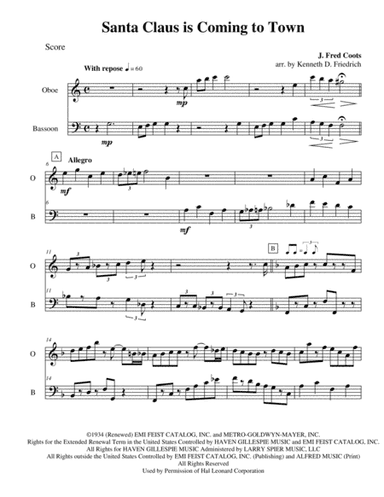 Santa Claus Is Comin' To Town (arr. Kenneth D. Friedrich)