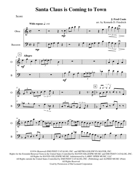 Santa Claus Is Comin' To Town (arr. Kenneth D. Friedrich)