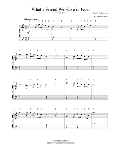 What a Friend We Have in Jesus - for easy piano (arr. Samuel Stokes)