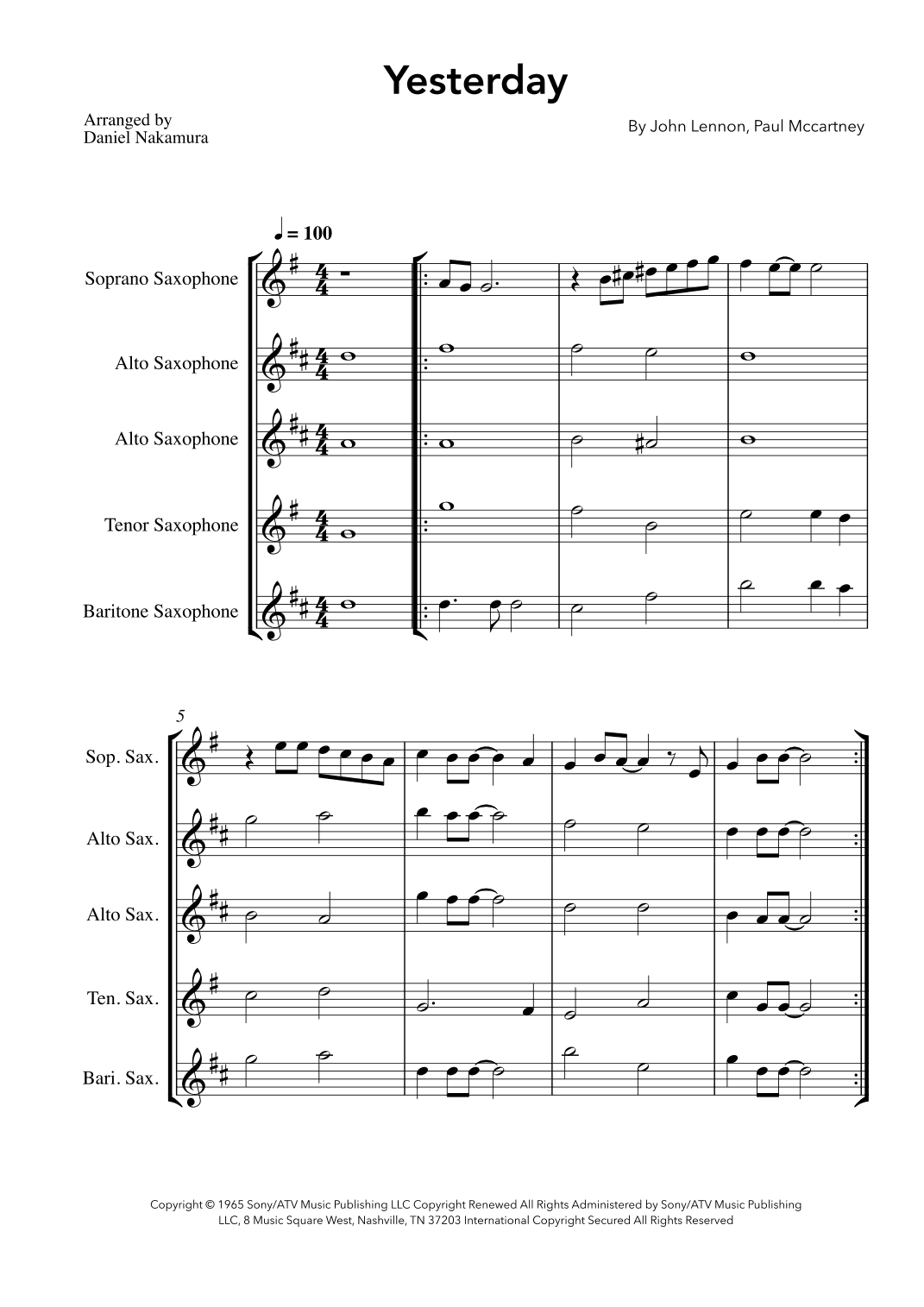 Yesterday (arr. Daniel Nakamura)