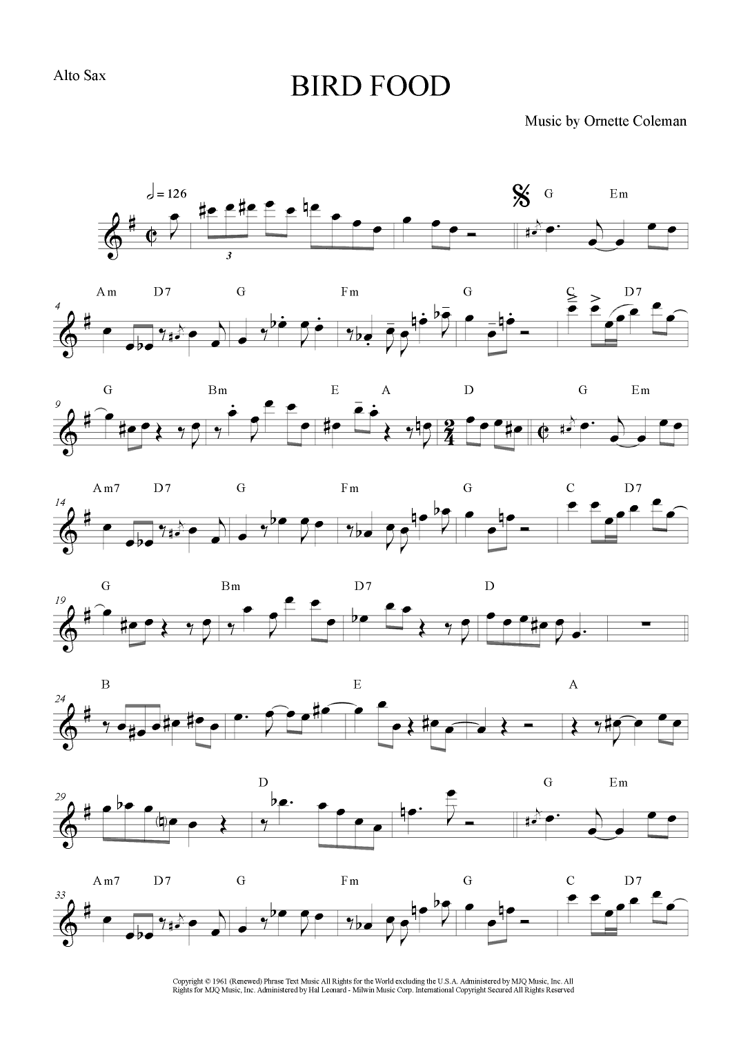 Bird Food (arr. The Sheet Music Library)