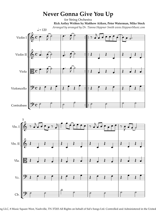 Never Gonna Give You Up (arr. Dr. Tianna Heppner Smith)