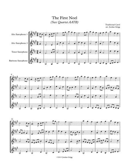 The First Noel (Sax Quartet AATB) (arr. Jordan Grigg)