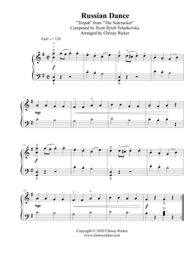 Russian Dance (Trepak) from "The Nutcracker" - early intermediate piano (arr. Chrissy Ricker)