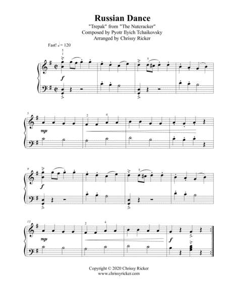 Russian Dance (Trepak) from "The Nutcracker" - early intermediate piano (arr. Chrissy Ricker)