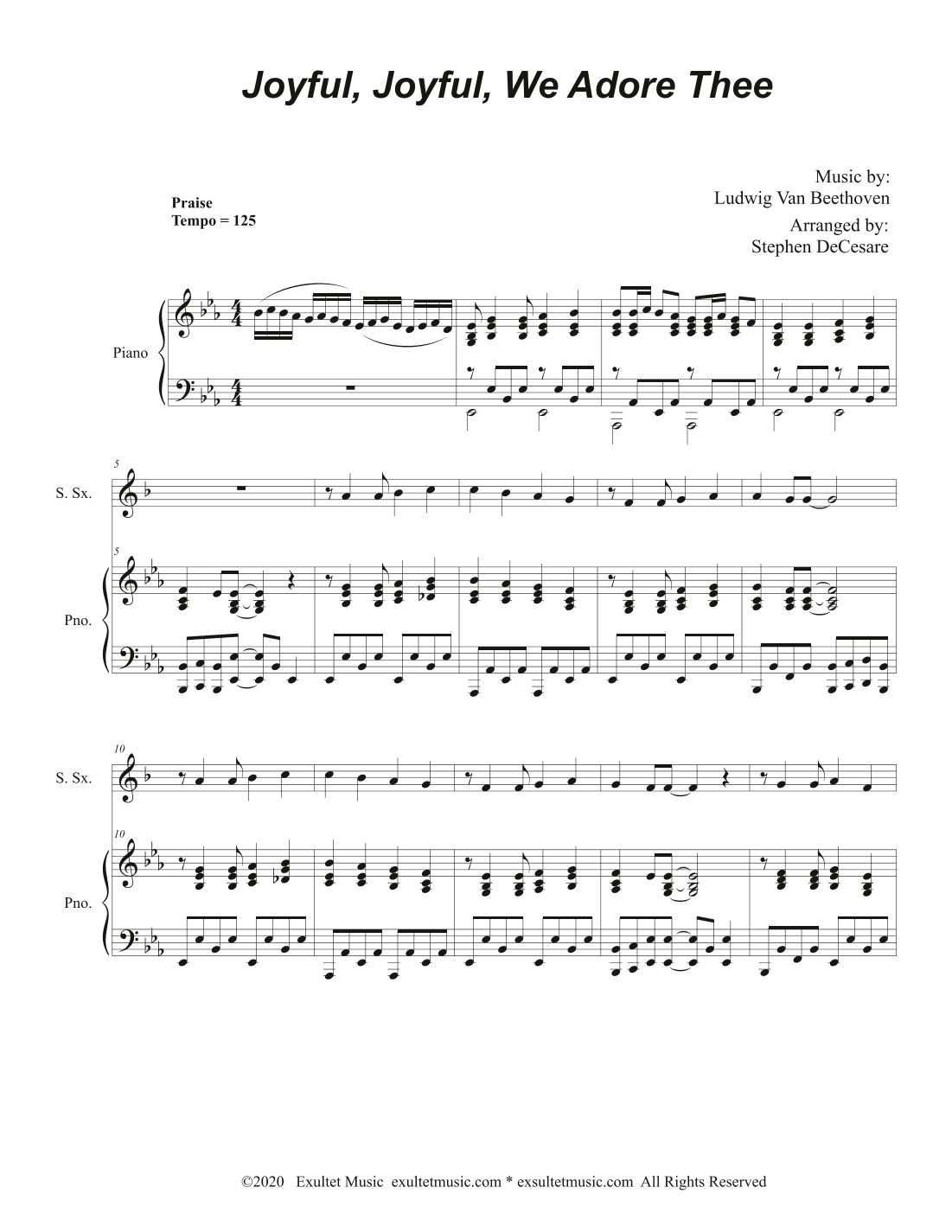 Joyful, Joyful, We Adore Thee (Soprano Saxophone and Piano) (arr. Stephen DeCesare)