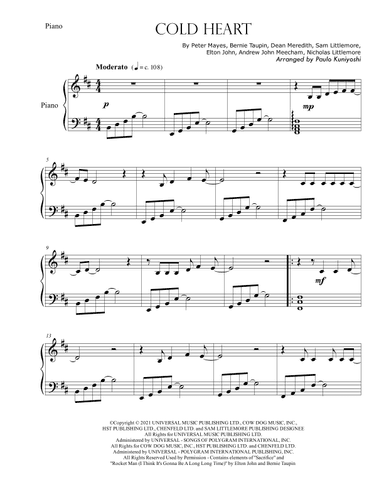 Cold Heart (pnau Remix) (arr. Paulo Kuniyoshi)