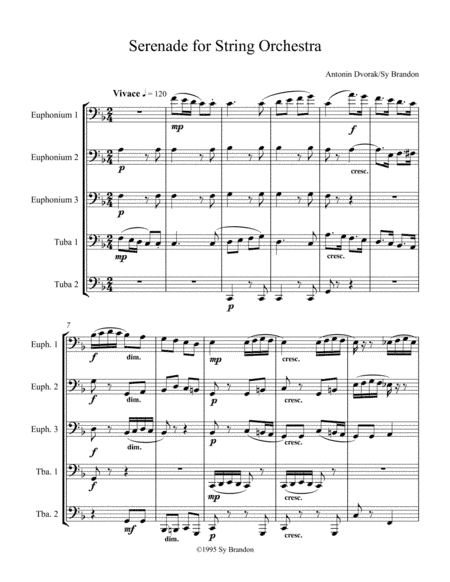 Serenade for String Orchestra Movement 3 for Three Euphoniums and Two Tubas (arr. Sy Brandon)