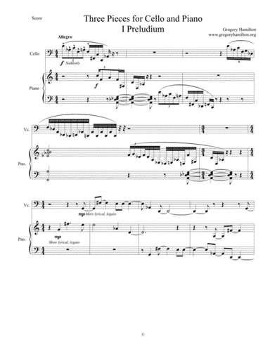 Three Pieces for Cello and Piano