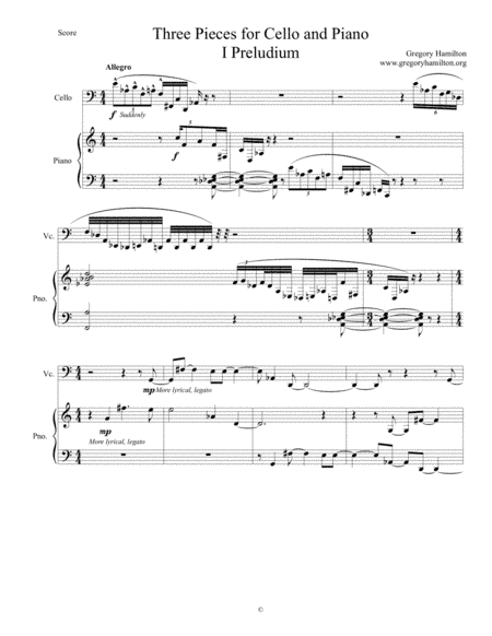 Three Pieces for Cello and Piano