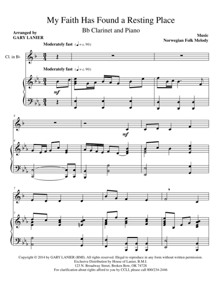 My Faith Has Found a Resting Place (Clarinet Piano and Clar part) (arr. Gary Lanier)