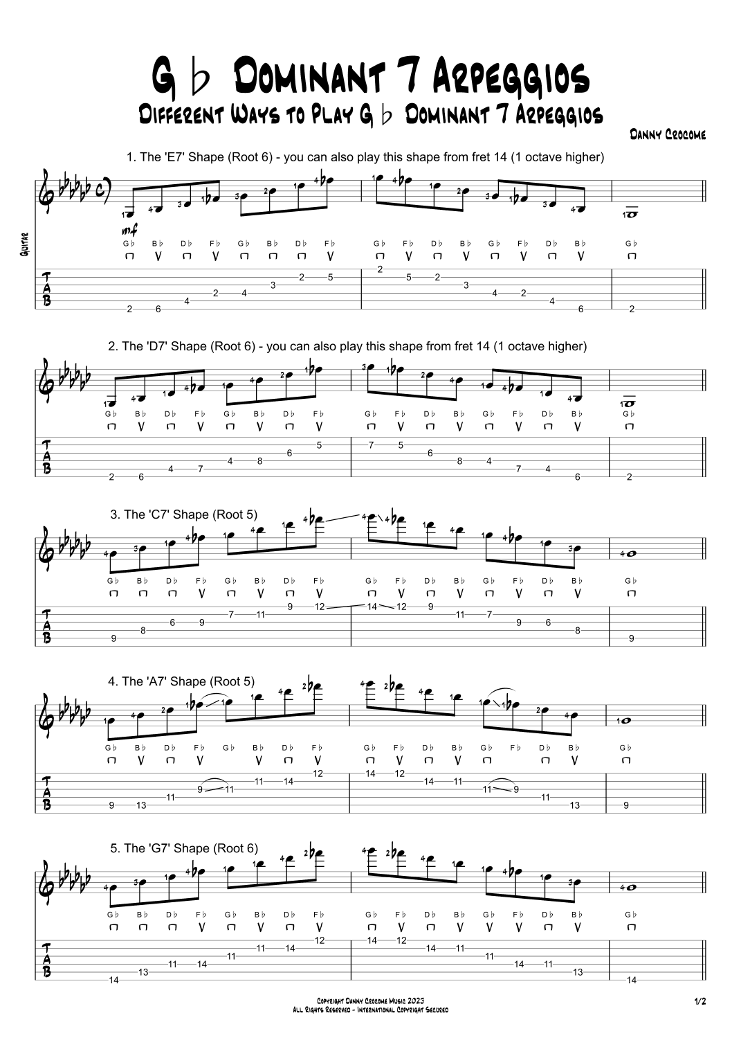 Gb Dominant 7 Arpeggios (5 Ways to Play)