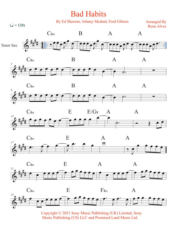 Bad Habits (arr. Rene Alves)