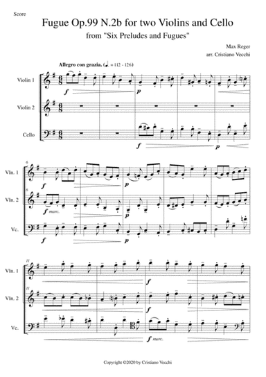 Fugue Op.99 N.2b for two Violins and Cello (arr. Cristiano Vecchi)