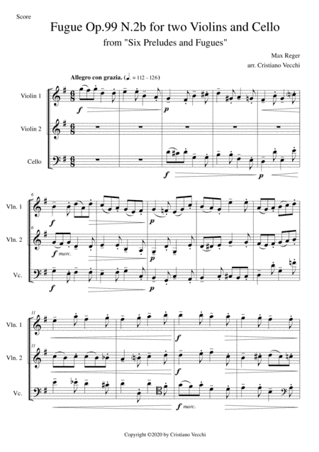 Fugue Op.99 N.2b for two Violins and Cello (arr. Cristiano Vecchi)