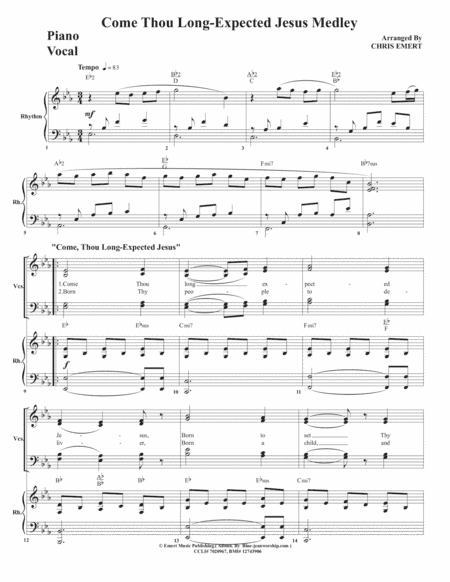 Come Thou Long Expected Jesus Medley-Singers, Rhythm section (arr. Blue-jeanworship.com)