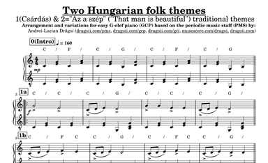 Anonymous - Two Hungarian folk themes - G-clef piano (GCP) arrangement (arr. Andrei Lucian Dragoi)