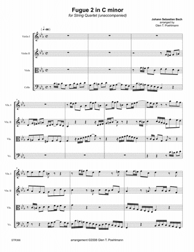 FUGUE #2 in C minor (J.S. Bach) for STRING QUARTET (arr. Glen Poehlmann)