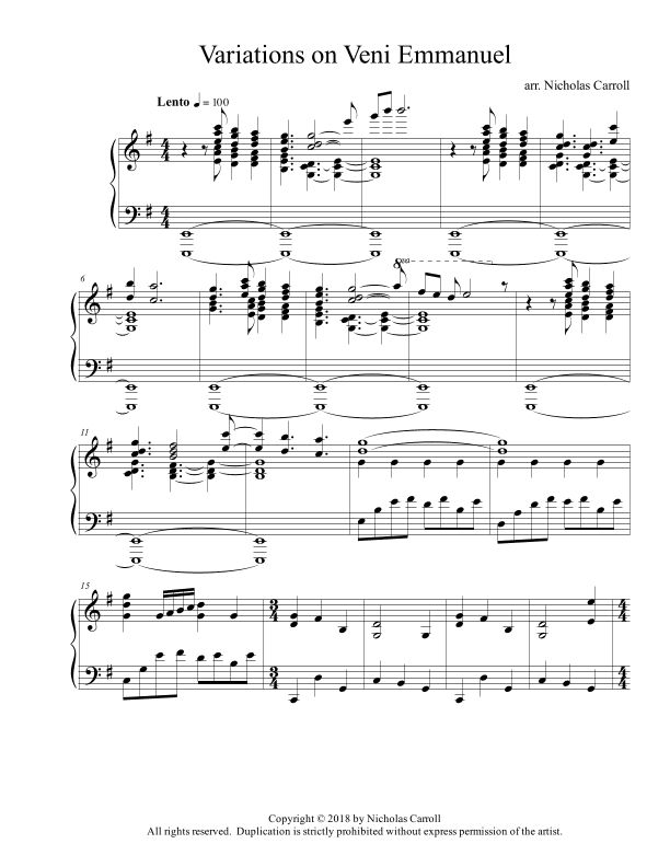 O Come, O Come Emmanuel (arr. Nicholas Carroll)