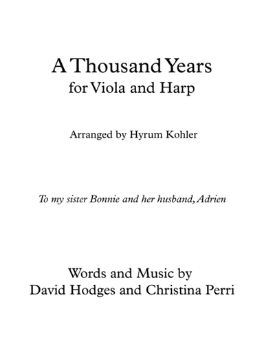 A Thousand Years (arr. Hyrum Kohler)