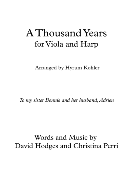 A Thousand Years (arr. Hyrum Kohler)