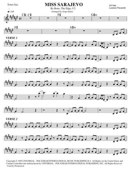 Miss Sarajevo (arr. Jorge Juárez)