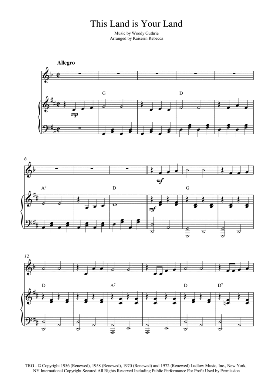 This Land Is Your Land (arr. Kaiserin Rebecca)