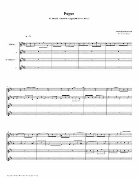 Fugue 18 from Well-Tempered Clavier, Book 2 (Clarinet Quartet) (arr. Richard Byrnes)