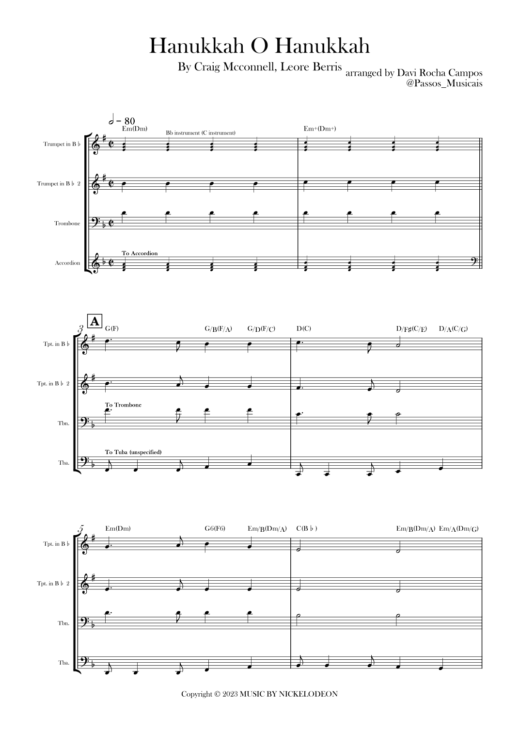 Hanukkah O Hanukkah (arr. Davi Rocha Campos)