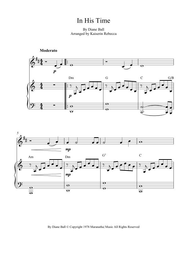 In His Time (arr. Kaiserin Rebecca)
